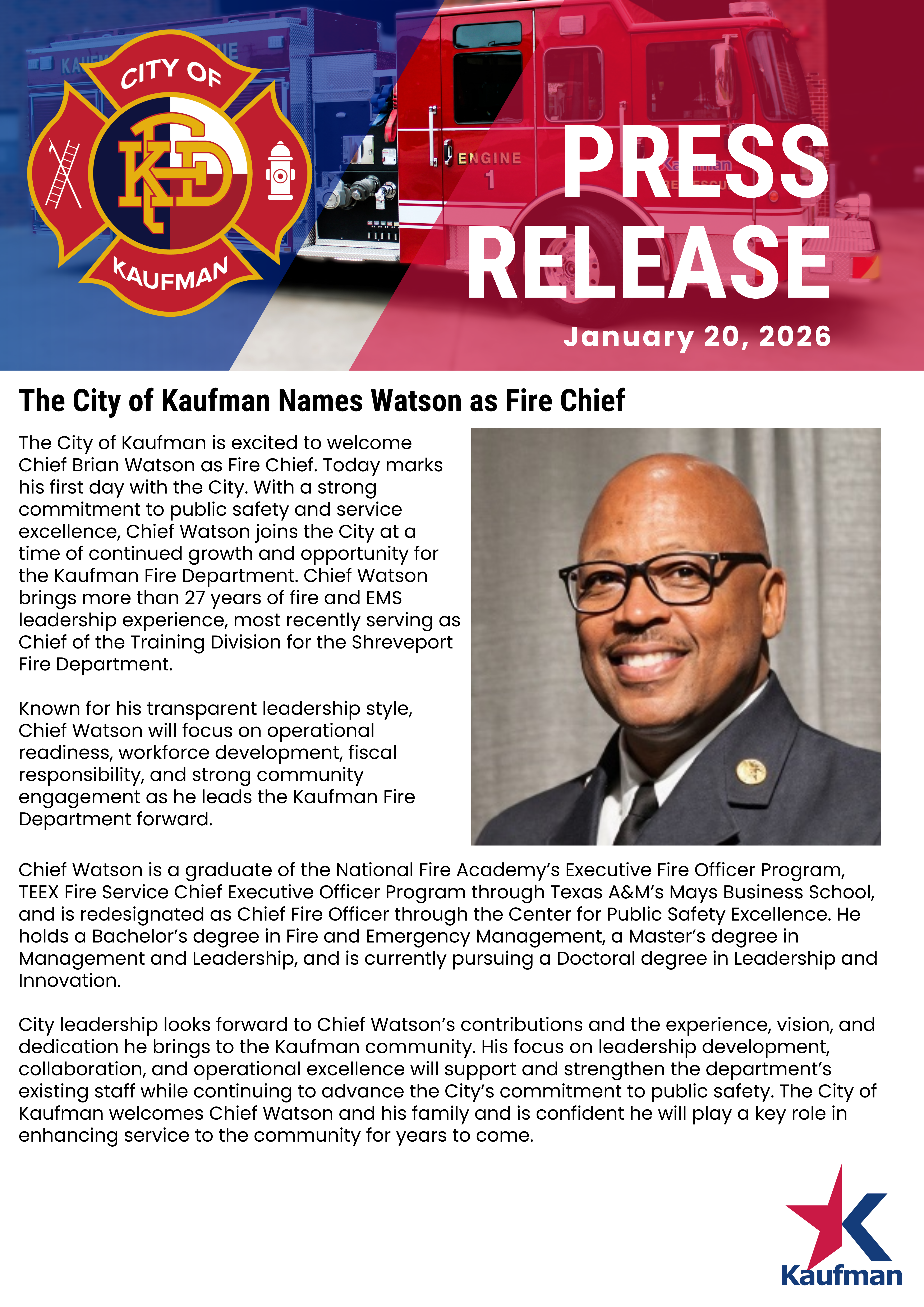 Press Release for Socials   - Chief Watson